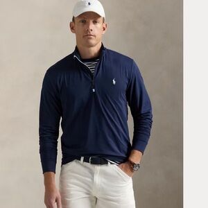 Polo Ralph Lauren Blue Men's Casual 1/4 Zip Pullover Shirt sz M EUC Long Sleeve